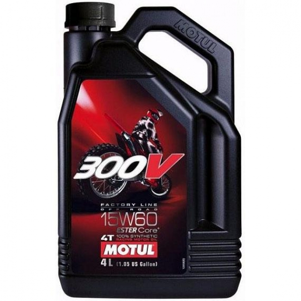 картинка Моторное масло для 4-x тактных двигателей мотоциклов Motul 300V 4T OFF ROAD 15W60 OFF ROAD RACING 4 L