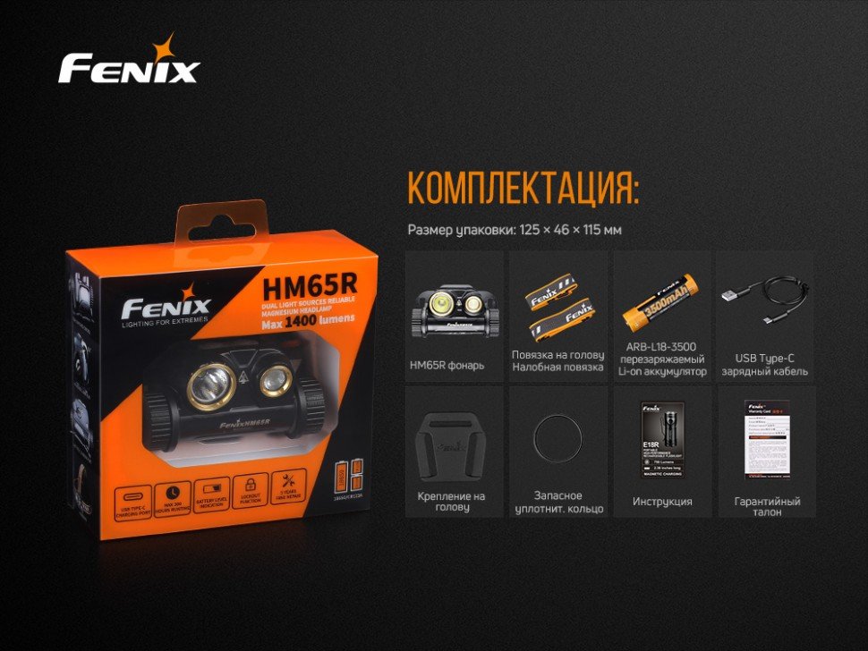 картинка Набор Fenix HM65R LED Headlight+E-LITE, HM65RE-LITE