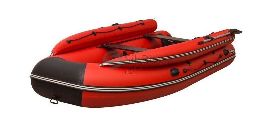 картинка Надувная лодка ПВХ Абакан 380 Jet, фальшборт, красный/черный, SibRiver