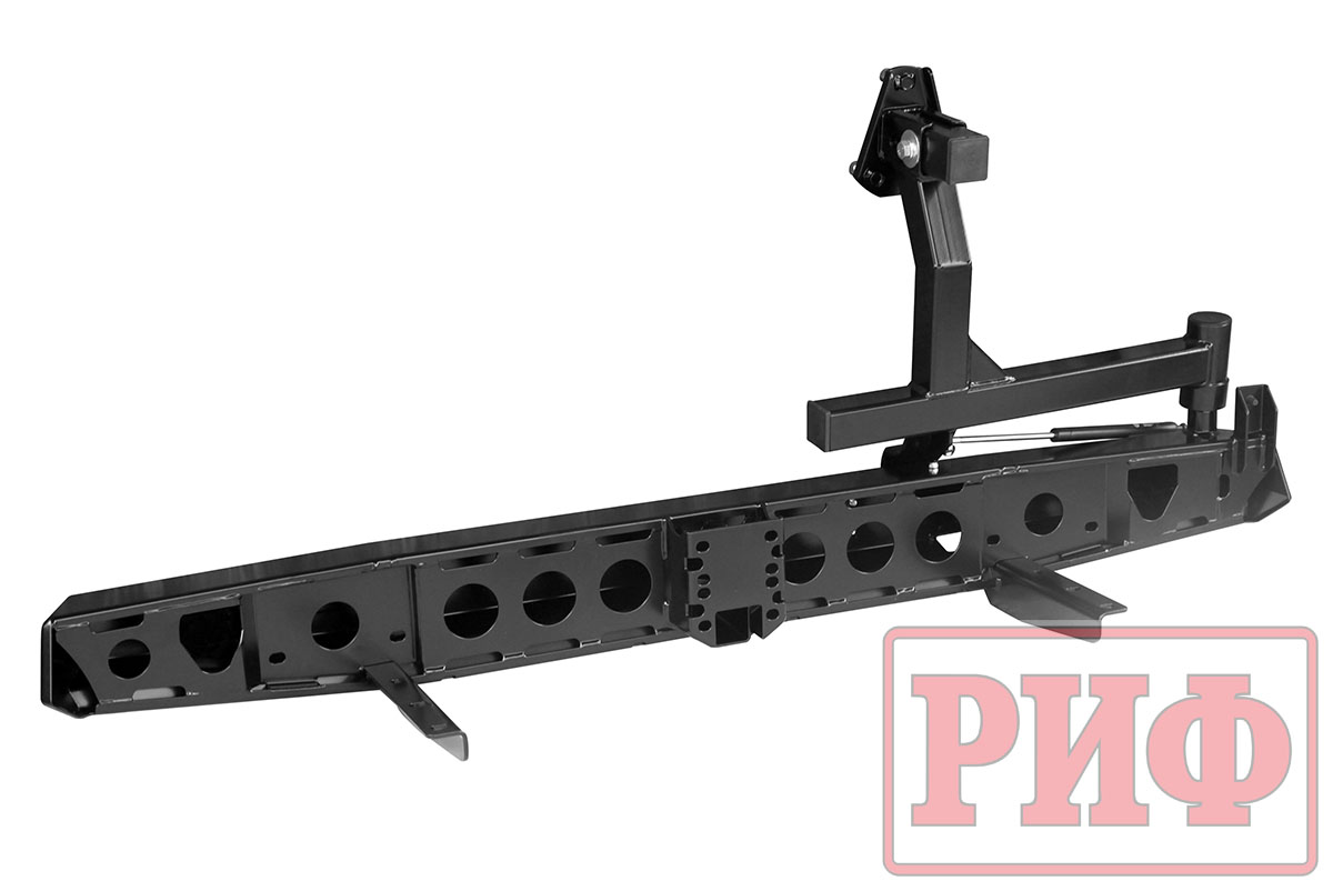 картинка Бампер РИФ задний УАЗ Буханка с квадратом под фаркоп и калиткой , лифт 65 мм (калитка слева)