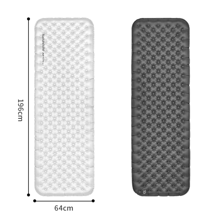 картинка Коврик надувной Naturehike 196х64х10 см, серебристый карбон