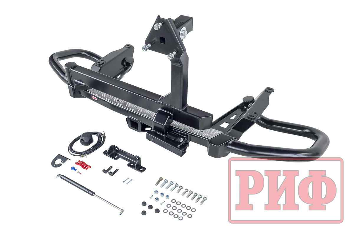 картинка Бампер задний РИФ Toyota Land Cruiser Prado 150 c квадратом под фаркоп и калиткой