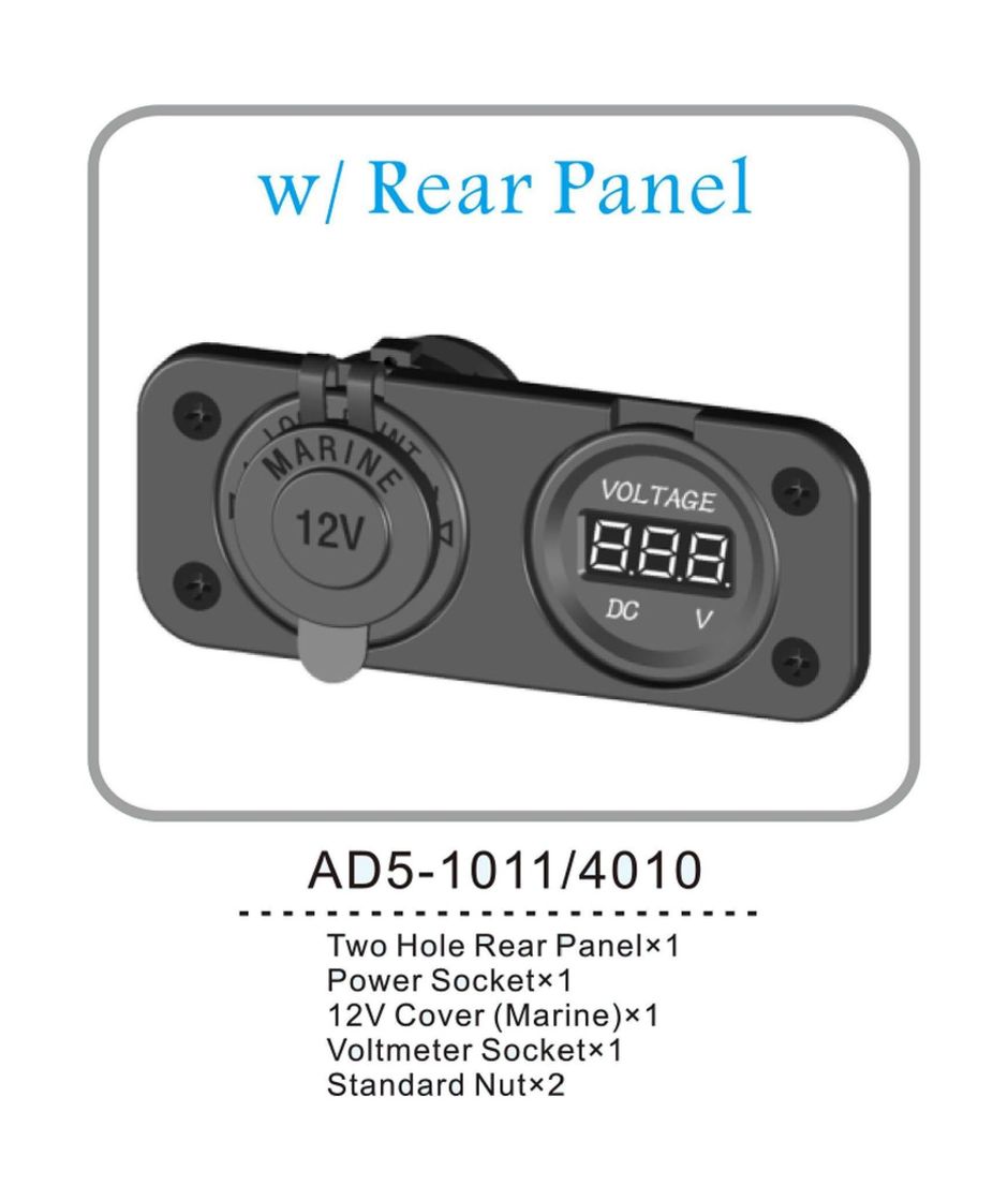 картинка Разъем прикуривателя и цифровой вольтметр