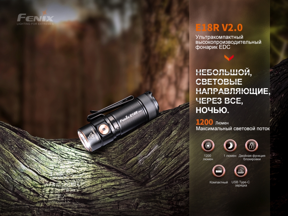 Фонарь Fenix E18R V2.0, E18RV20