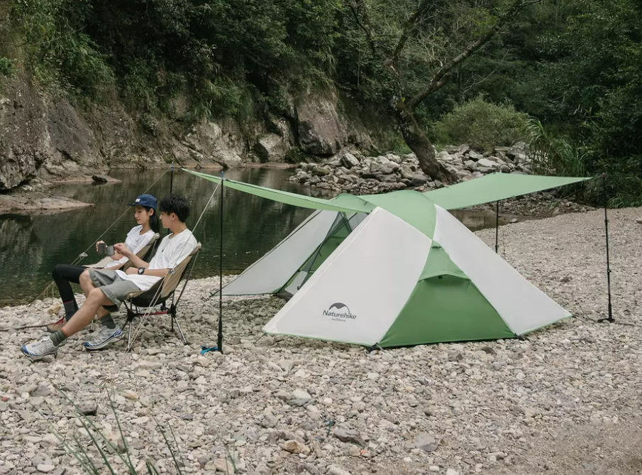 картинка Палатка Naturehike Butterfly 2-местная, алюминиевый каркас, бело-зеленый