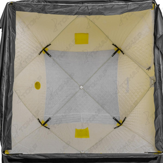 картинка Палатка зимняя утепленная HELIOS Куб Premium 1,8х1,8 желтый/серый