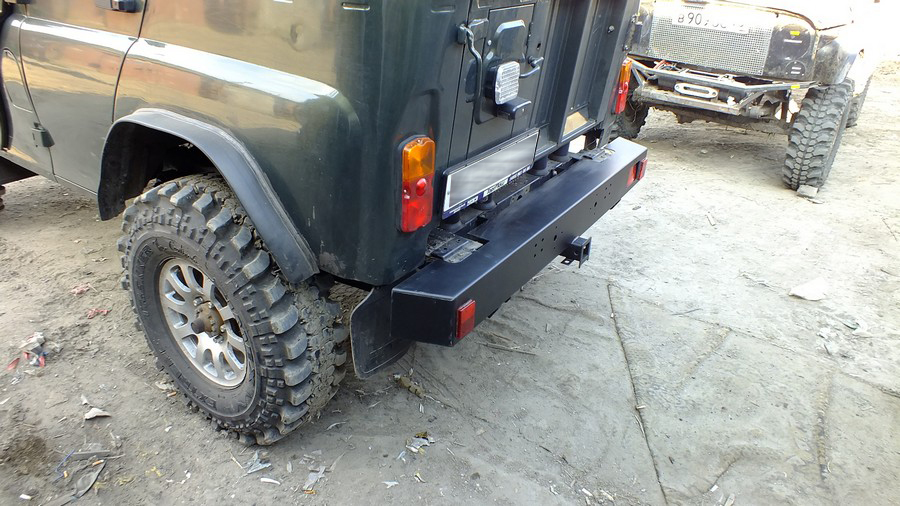 картинка Бампер задний УАЗ Hunter, с квадратом под фаркоп, сталь 3 мм СП-Хант-зад