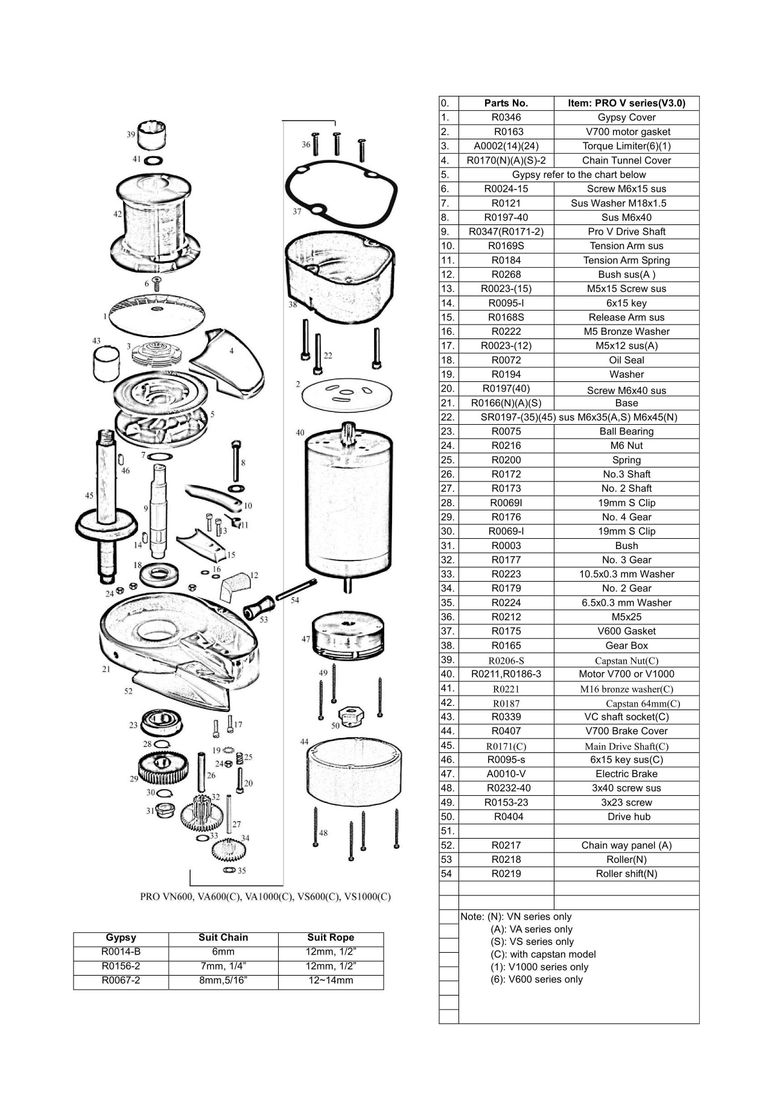 картинка Лебедка якорная VS1000 вертикальная, 1100Вт, 12 В,
