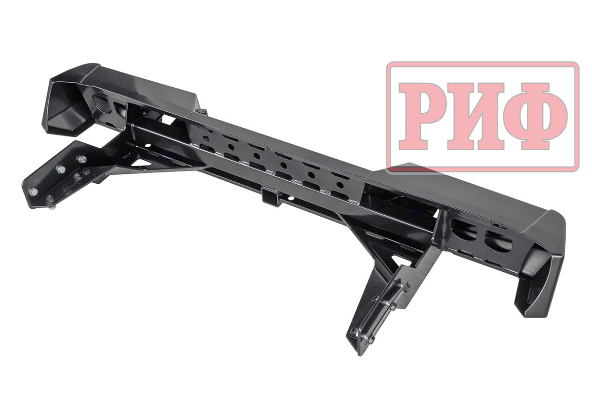 картинка Бампер задний РИФ Mitsubishi L200 2019+ с квадратом под фаркоп и фонарями