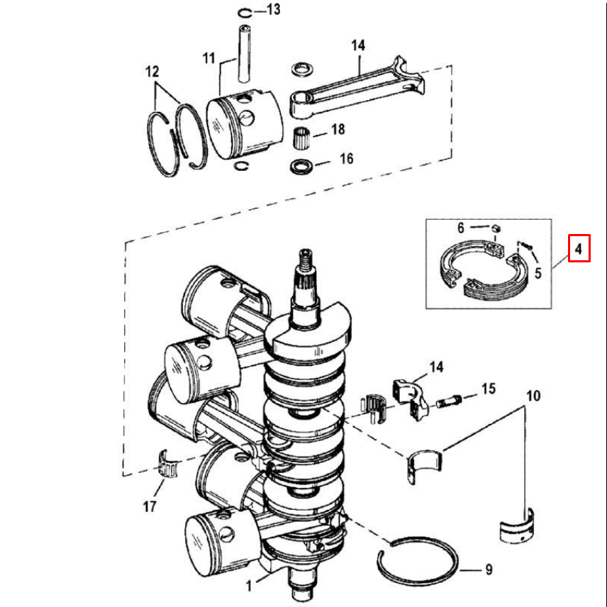 картинка Шестерня пластиковая коленвала MERCURY - 135 / 150 / 175 200  (Quicksilver)