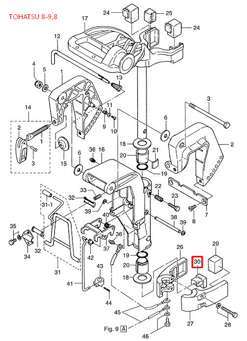картинка Демпфер опорный резиновый Tohatsu 8-9.8 (Нижний центральный) (PREMARINE2)