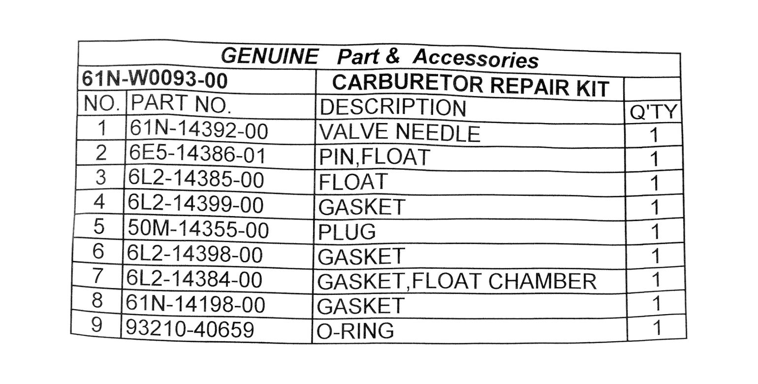картинка Ремкомплект карбюратора для Yamaha 25B/30H, Omax