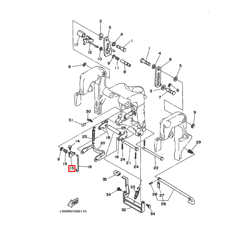 Рычаг наклон Yamaha 40Q (676-43631-00-00) (Yamaha)