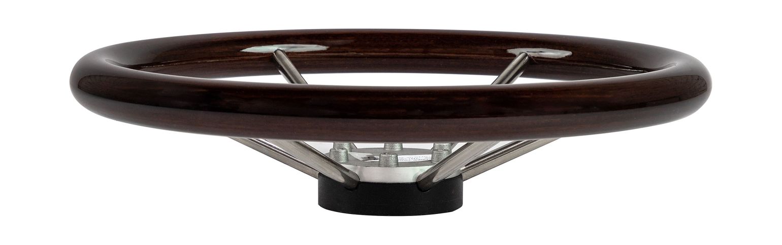 картинка Рулевое колесо LEADER WOOD деревянный обод серебряные спицы д. 390 мм