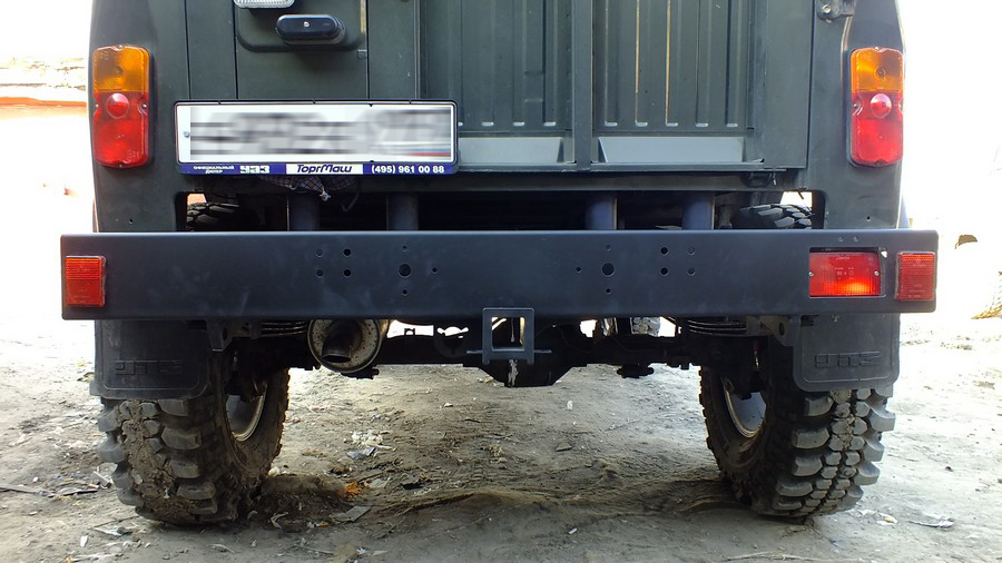 картинка Бампер задний УАЗ Hunter, с квадратом под фаркоп, сталь 3 мм СП-Хант-зад