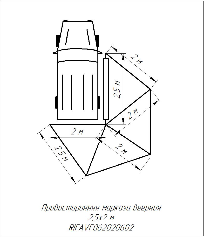 картинка Маркиза автомобильная РИФ веерная 2,5х2,0 м (правая)