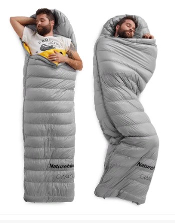 Мешок спальный Naturehike CW400 L , 220х85 см, (правый) (ТК: +10C), серый