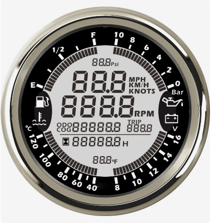 картинка Многофункциональный прибор (красная подсветка, черный, хромированнный ободок)