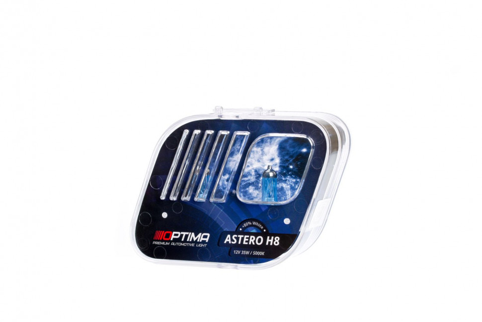 Галогенные лампы Optima Astero H8 +80% White 5000K, 12V, 35W