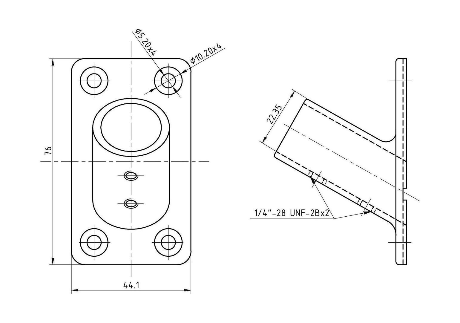 картинка Основание стойки леера 7/8"(22,2 мм), 60 град, прямоугольное
