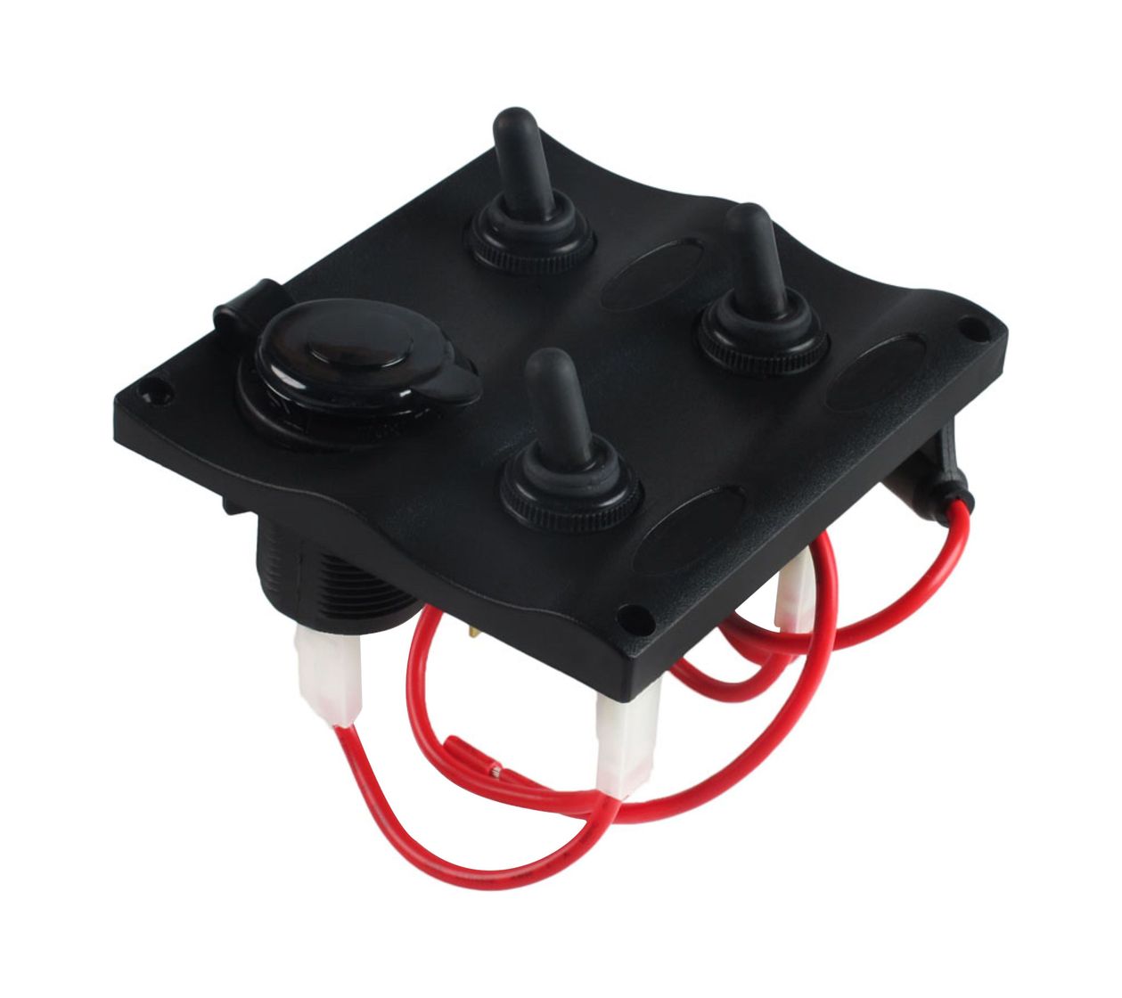 картинка Панель бортового питания 3 переключателя, разъем прикуривателя