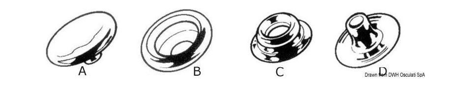 картинка Защелка кнопки "B", нержавеющая сталь, Osculati, упаковка 100 шт.