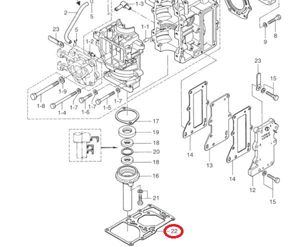 картинка Прокладка под блок Tohatsu 8-9.8 (27-803663023)  (Omax)
