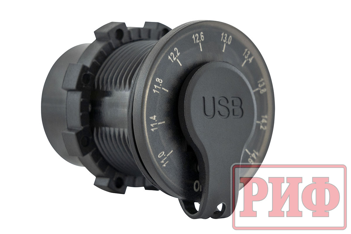 картинка Розетка USB 2 QC 3.0 с вольтметром 