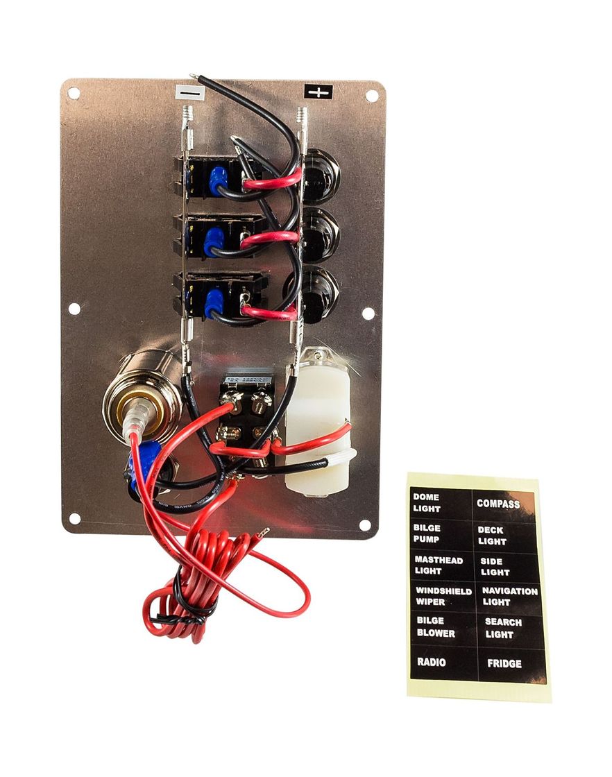 картинка Панель бортового питания 3 переключателя, предохранители, прикуриватель, заряд батарей