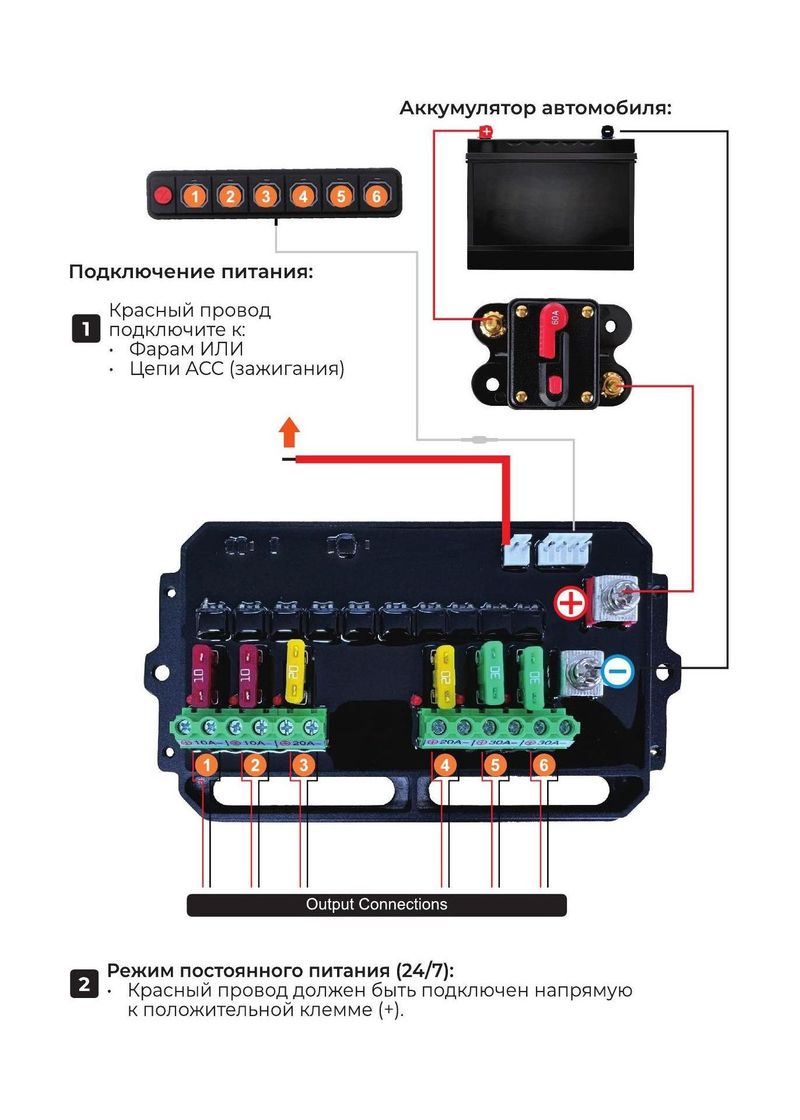 картинка Панель управления (1 ряд, 6 кнопок, силикон, RGB), Marine Rocket