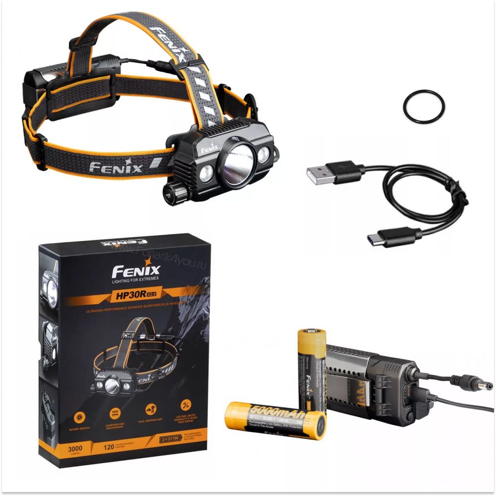 картинка Налобный фонарь Fenix HP30R V2.0, черный, HP30RV20