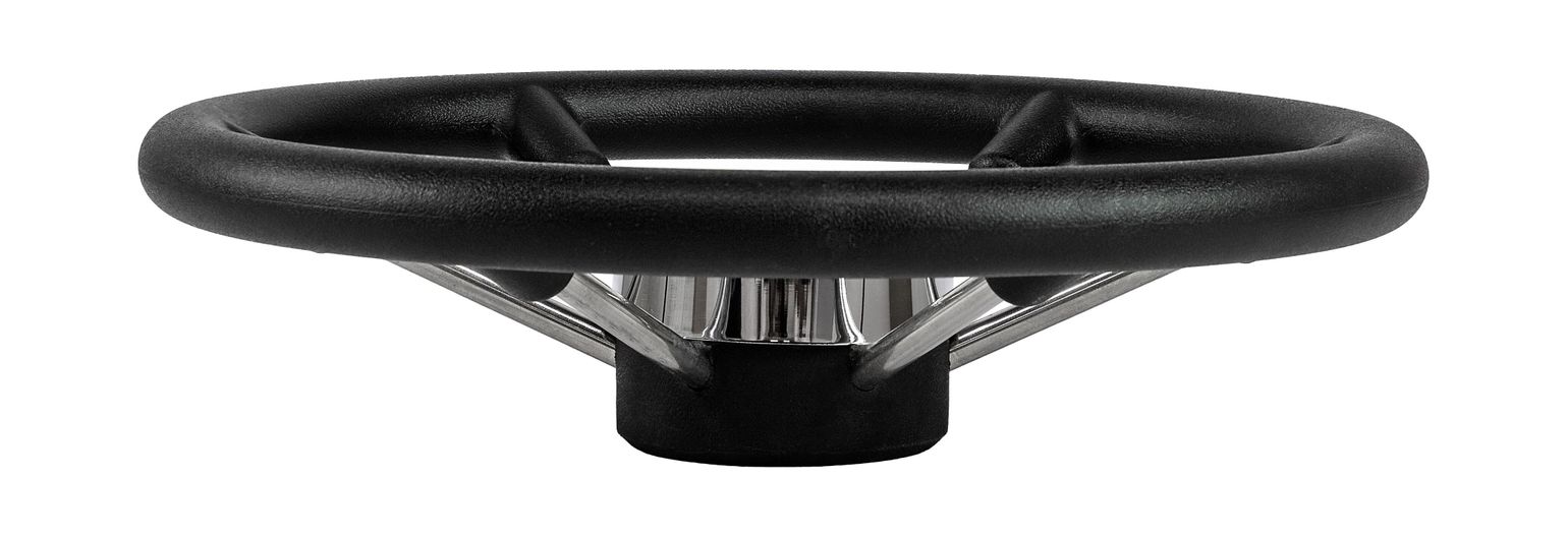 картинка Рулевое колесо LEADER PLAST черный обод серебряные спицы д. 360 мм