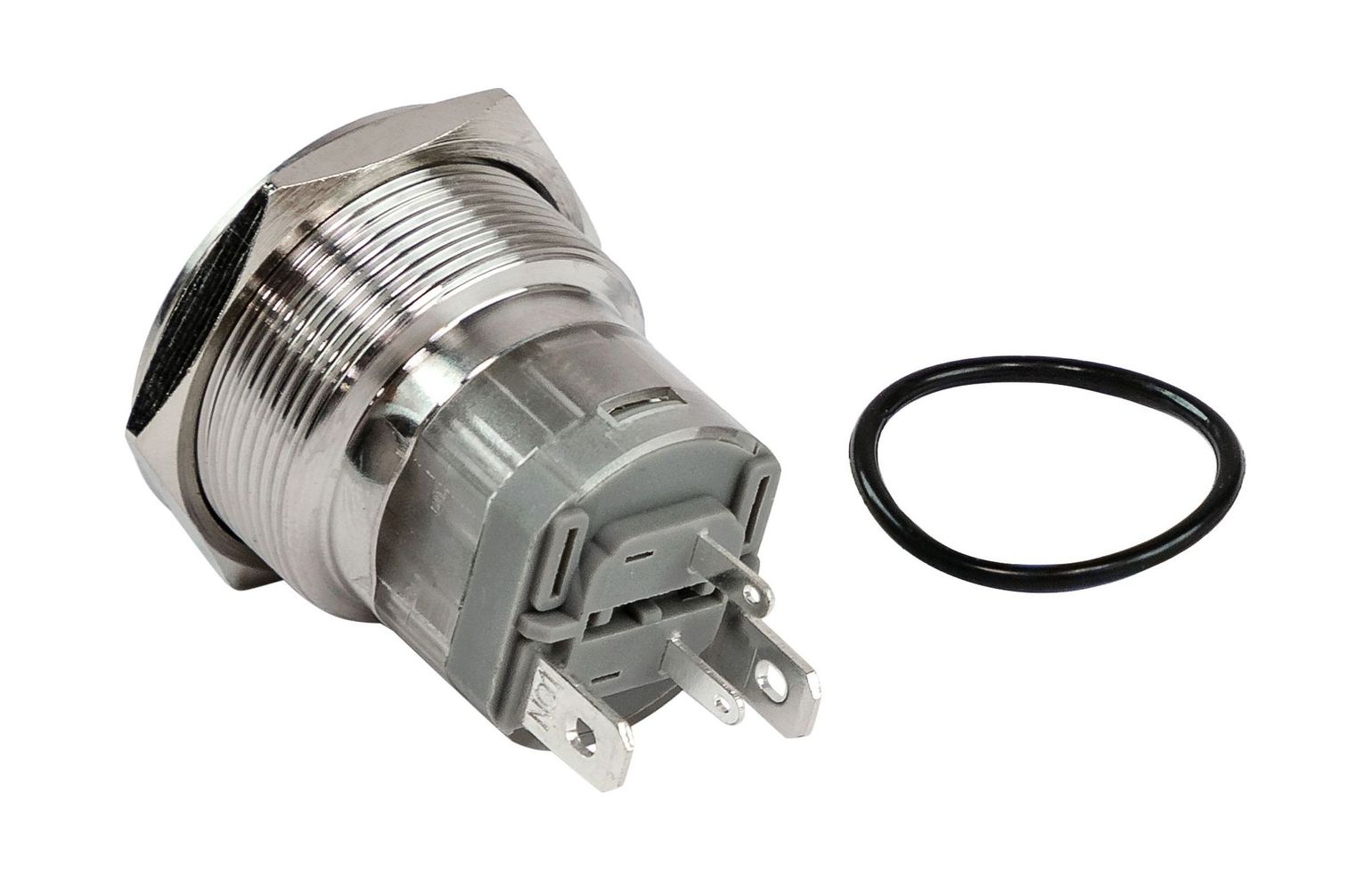 картинка Кнопка без фиксации, подсветка синяя, 12 В, д.25мм