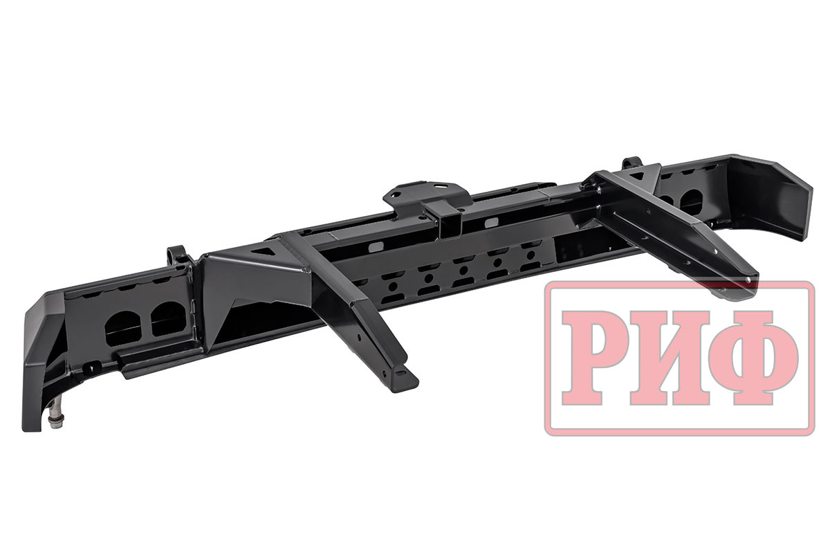 картинка Бампер задний РИФ ГАЗ Соболь с квадратом под фаркоп и калиткой (слева), лифт 50 мм
