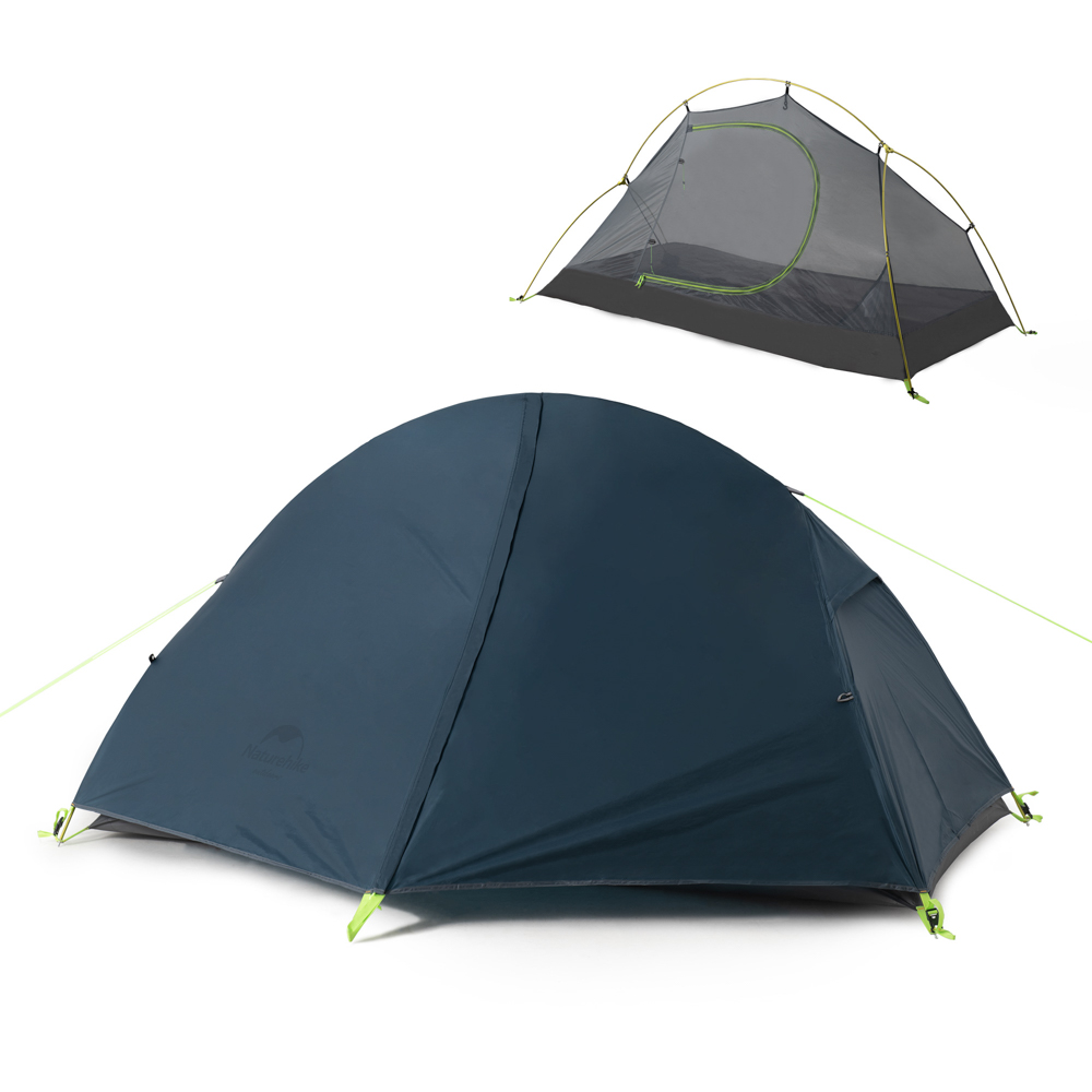 картинка Палатка 1-местная Naturehike сверхлегкая + коврик NH18A095-D, 20D, синий, 6927595737743
