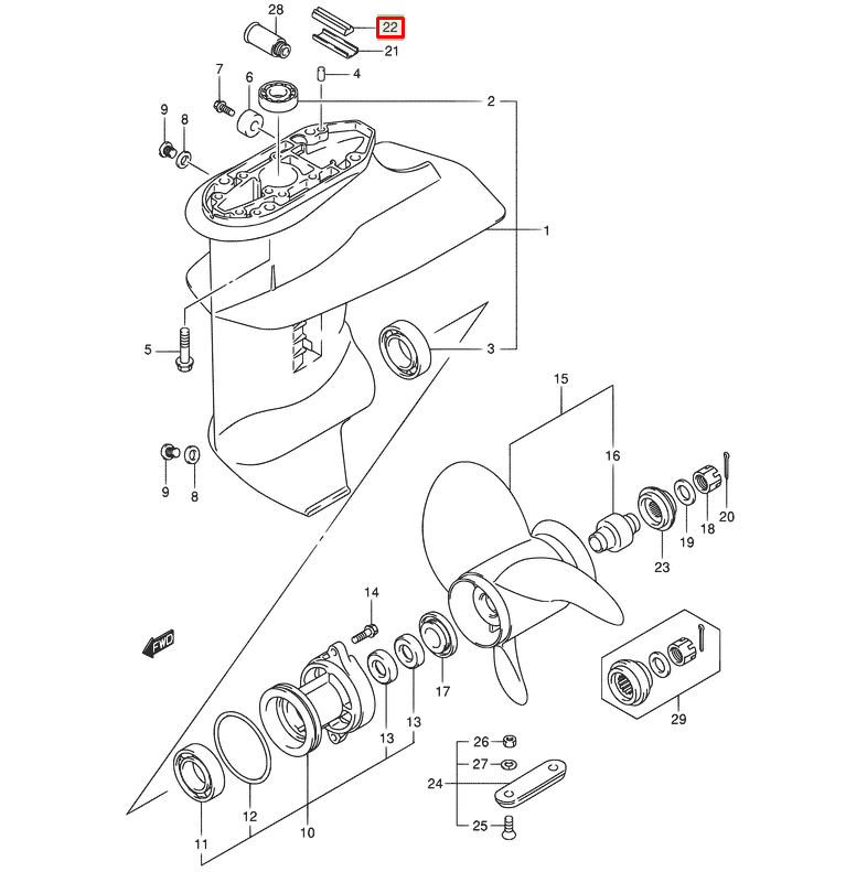 картинка Уплотнение корпуса редуктора Suzuki DT9.9-15A / DF8-20A