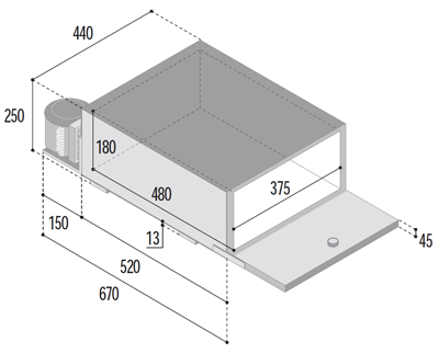картинка Выдвижной холодильник с поворотно-нажимным замком