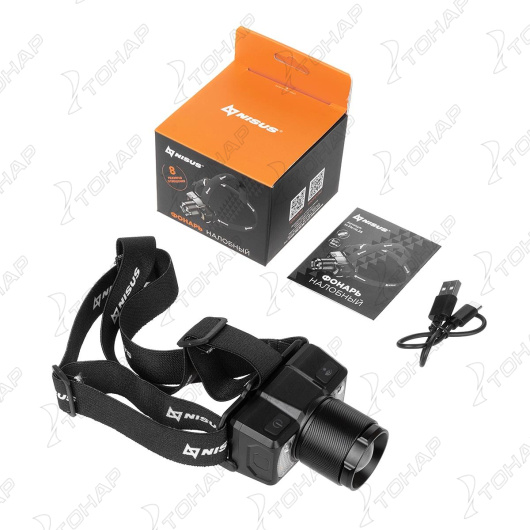 картинка Фонарь налобный NISUS сенсорный 800 LM, IP43, USB
