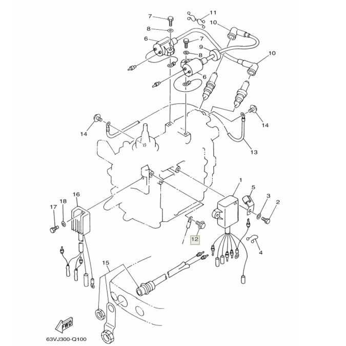 картинка Болт с шайбой Yamaha 9.9-15 (YUELANG)