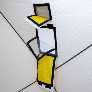 картинка Палатка зимняя HELIOS утепленная Куб 1,8х1,8 утепленная (желтый/серый)