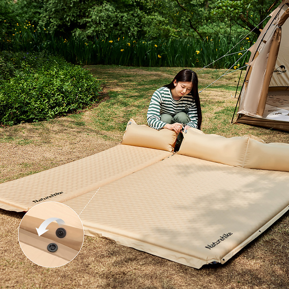 Коврик Naturehike CNK2300DZ014 D01 самонадувной с подушкой бежевый 3см, 6976507663397