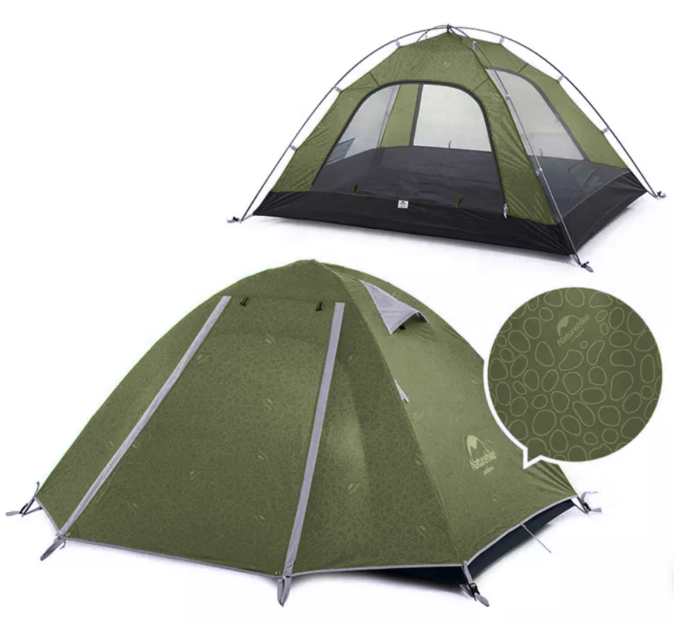 картинка Палатка Naturehike P-Series 2-местная, алюминиевый каркас, темно-зеленый
