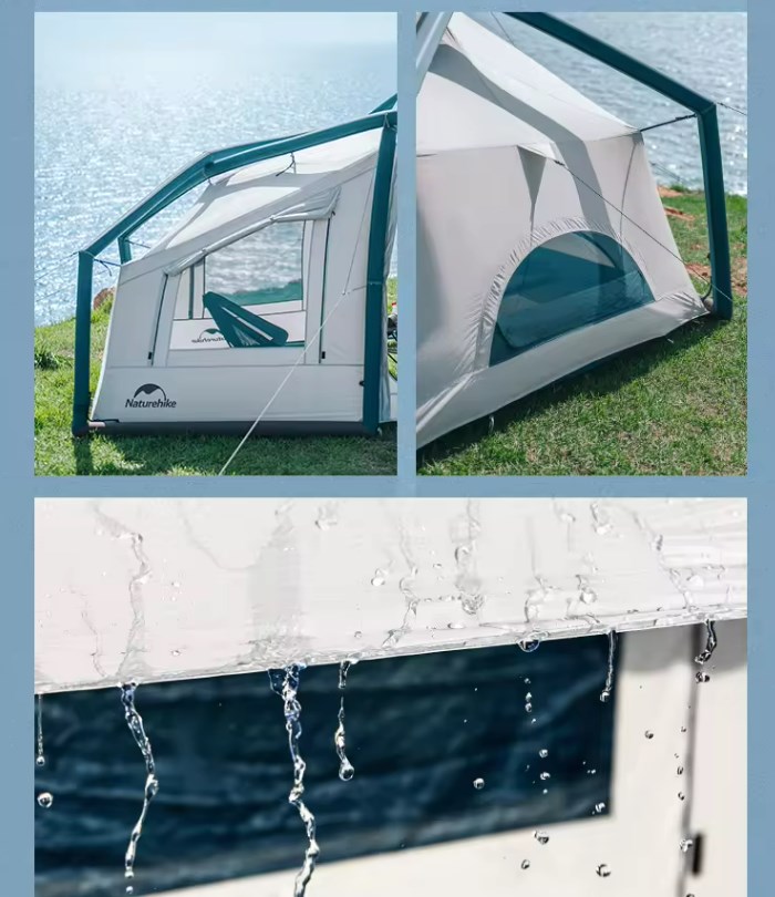 картинка Палатка Naturehike Lingfeng Air 12.0 2-местная, быстросборная, надувной каркас, бело-голубая