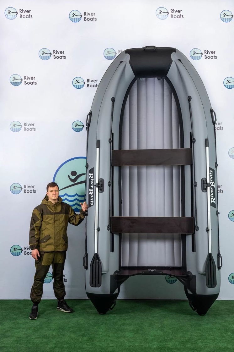 картинка Надувная лодка ПВХ, RiverBoats RB 410 НДНД, ф/б, черно-серый