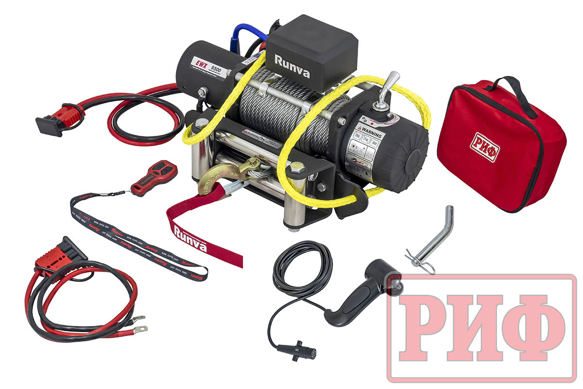 картинка Переносная лебедка РИФ 9500S c квадратом для фаркопа, сталь (облегченная)