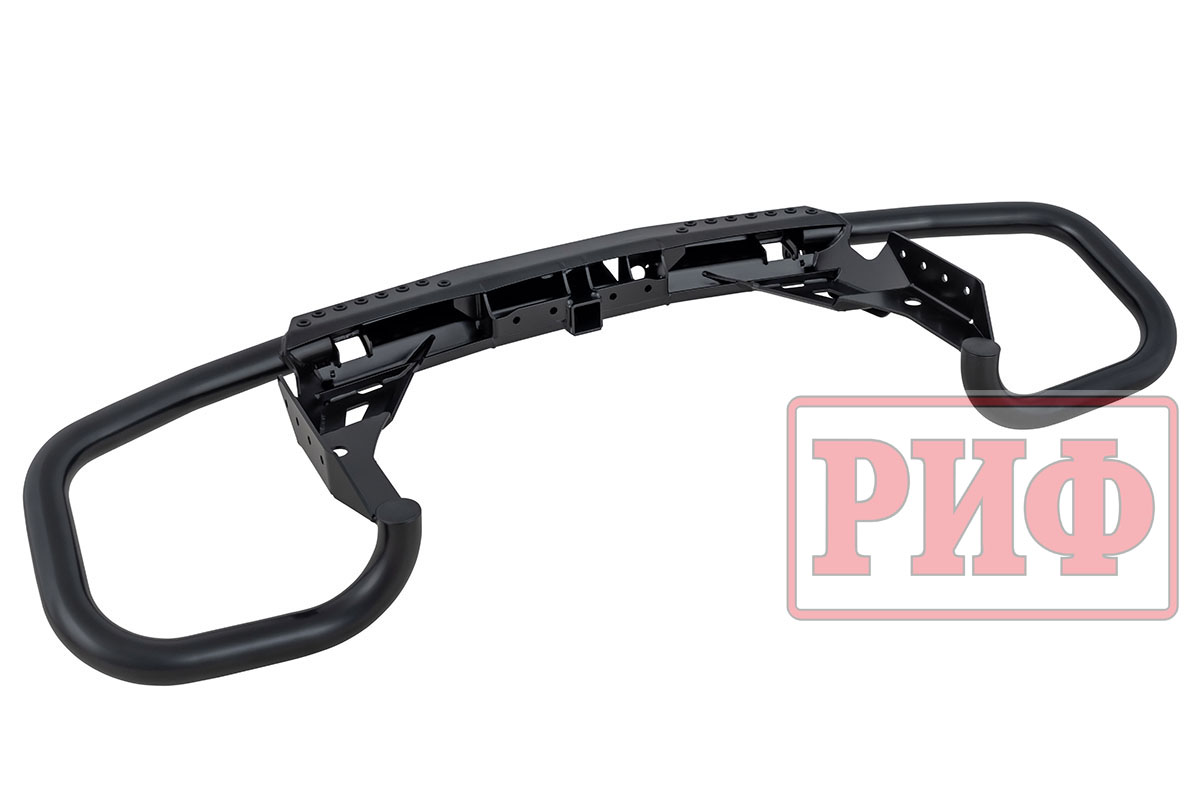 картинка Бампер задний силовой/защита штатного бампера РИФ Nissan Patrol Y62 c квадратом под фаркоп