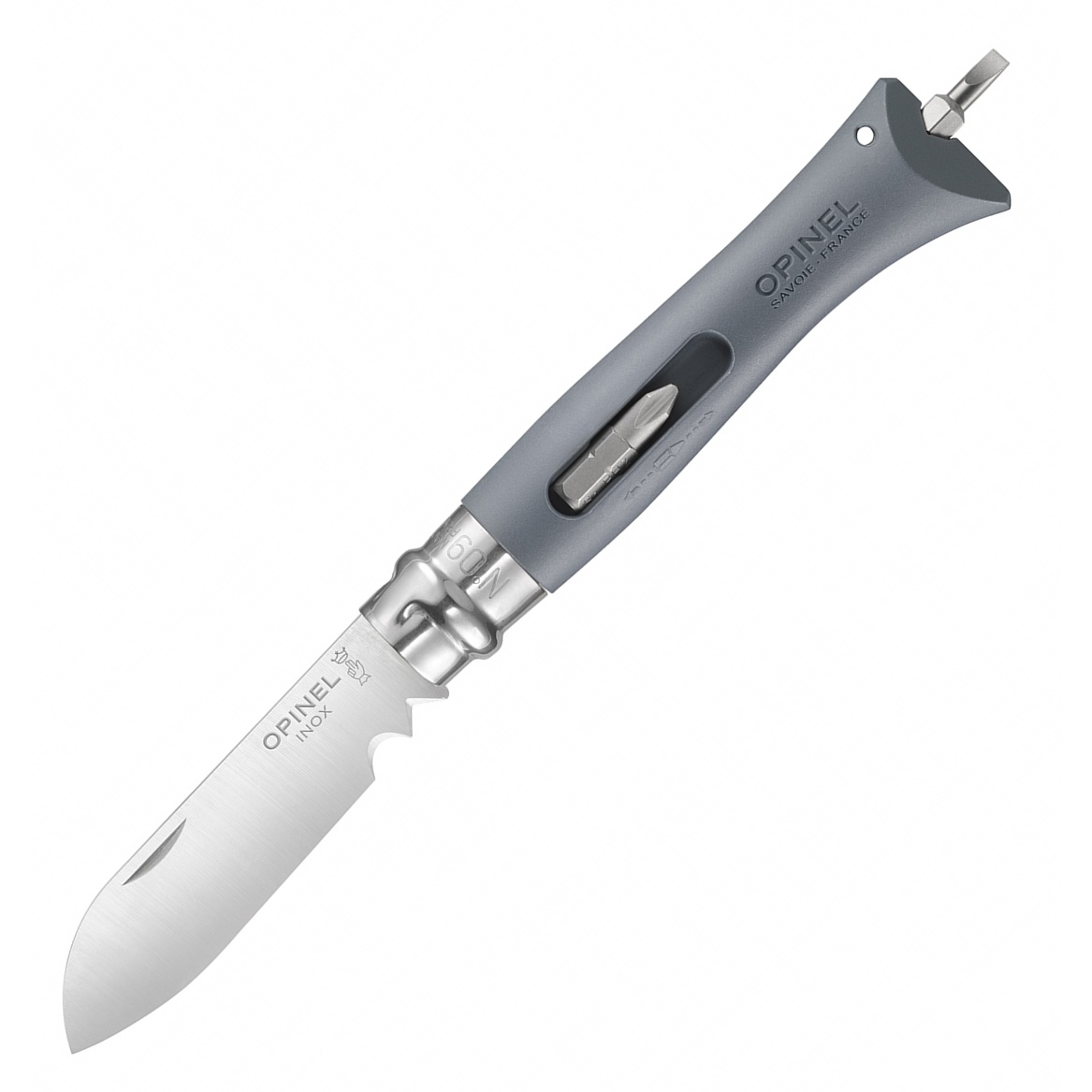 картинка Нож Opinel №09 DIY, нержавеющая сталь, сменные биты, серый, 001792