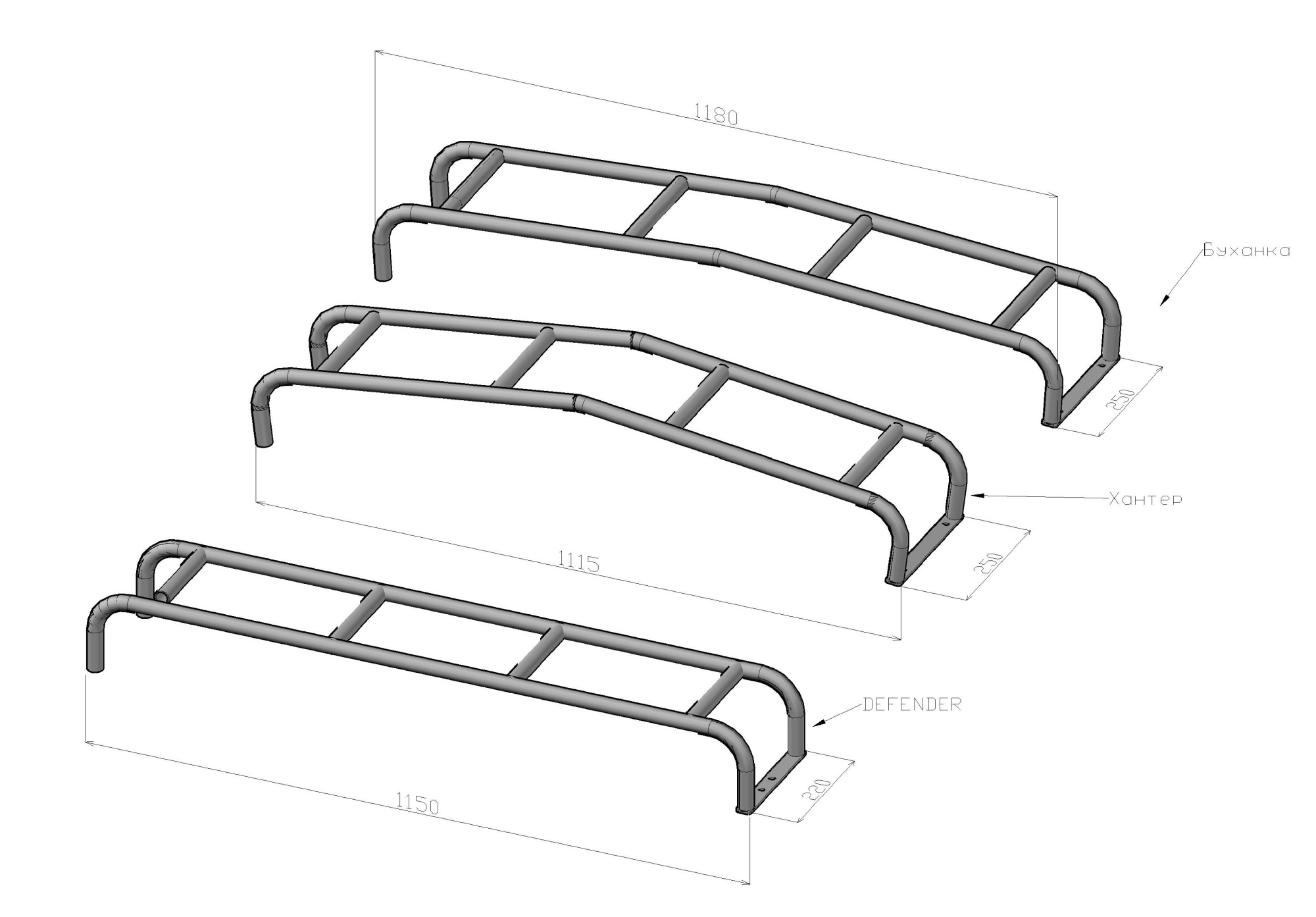 картинка Лестница РИФ для Land Rover Defender 90, 110