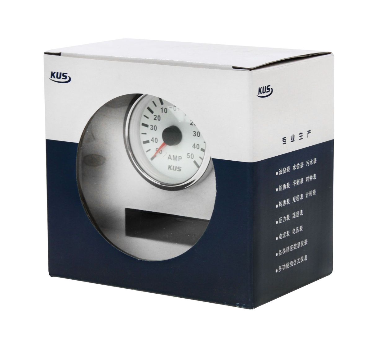 картинка Амперметр аналоговый -/+50 А, белый циферблат, нержавеющий ободок, д. 52 мм