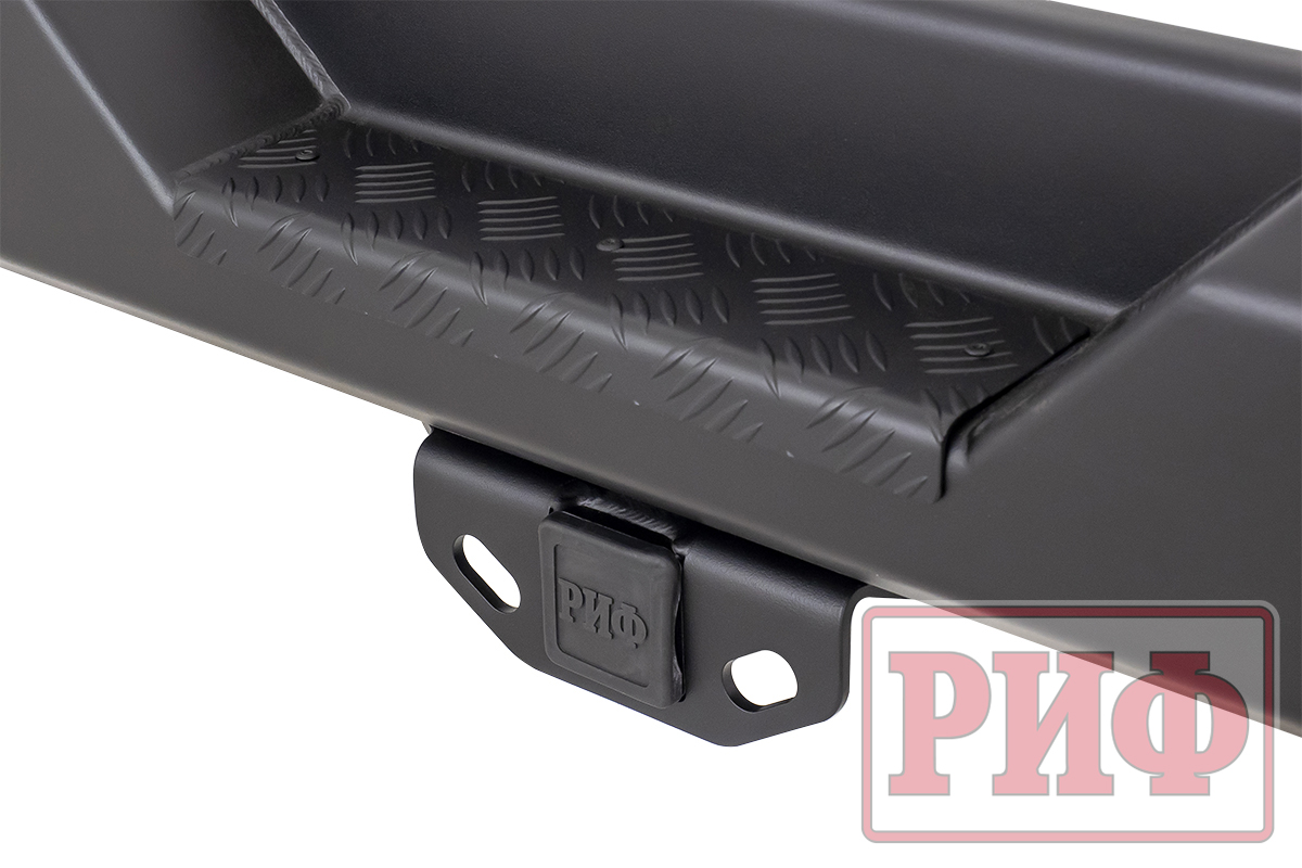 картинка Бампер задний РИФ Jeep Wrangler JL 2018+ с квадратом под фаркоп и фонарями, стандарт